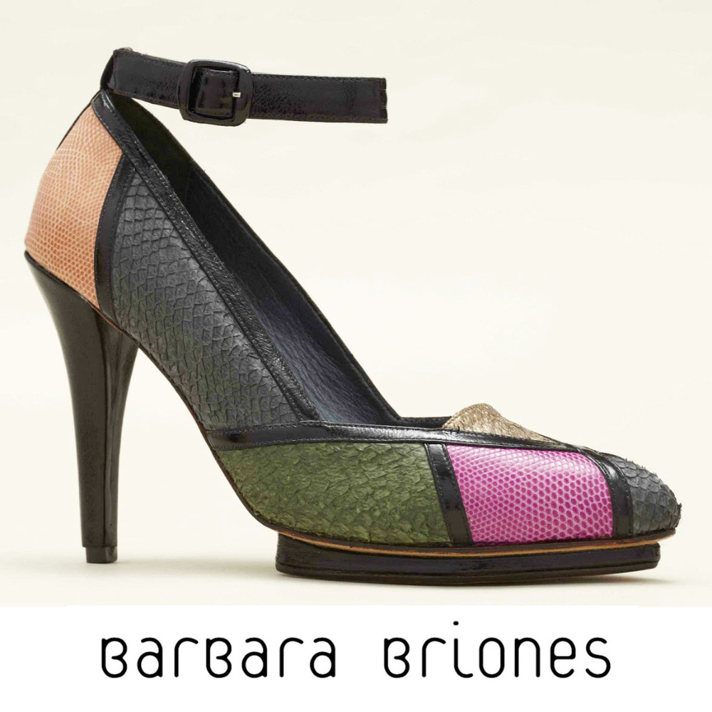 Barbara Briones colorblock heels w/ ankle straps